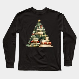 Bookworm Christmas Tree Books Long Sleeve T-Shirt